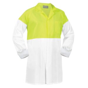 Dustcoat WORKZONE Lightweight 190Gsm Polycotton Food Industry White/Yellow (DFDPCLW)