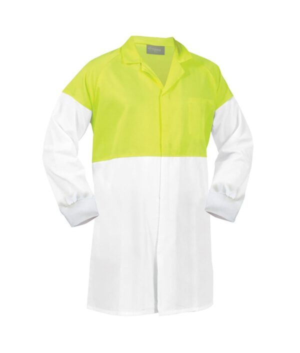 Dustcoat WORKZONE Lightweight 190Gsm Polycotton Food Industry White/Yellow (DFDPCLW)