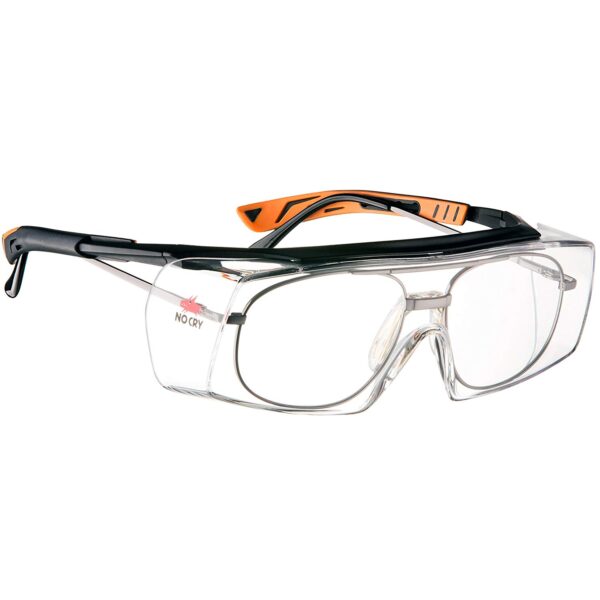 NoCry Wraparound Over-Glasses Safety Glasses Black & Orange frames