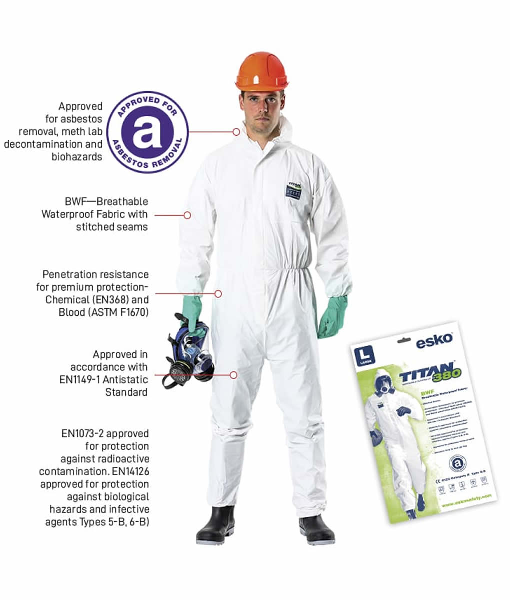 Esko TITAN® 380 Type 5&6 Asbestos & Water Resistant Coverall, S-4XL